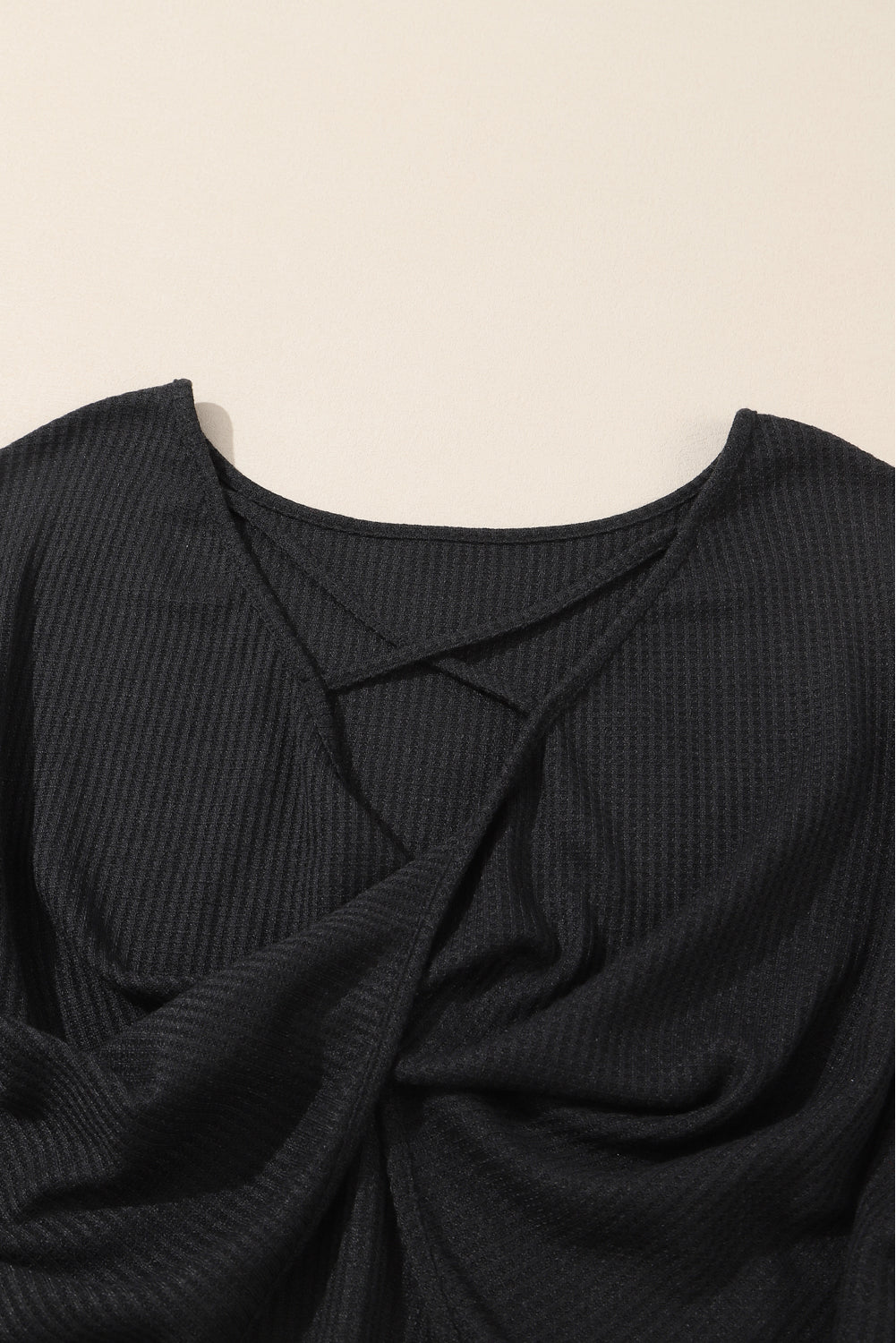 Black Cross Backless Sequin Bishop Sleeve Top - The Fair Lady Shop