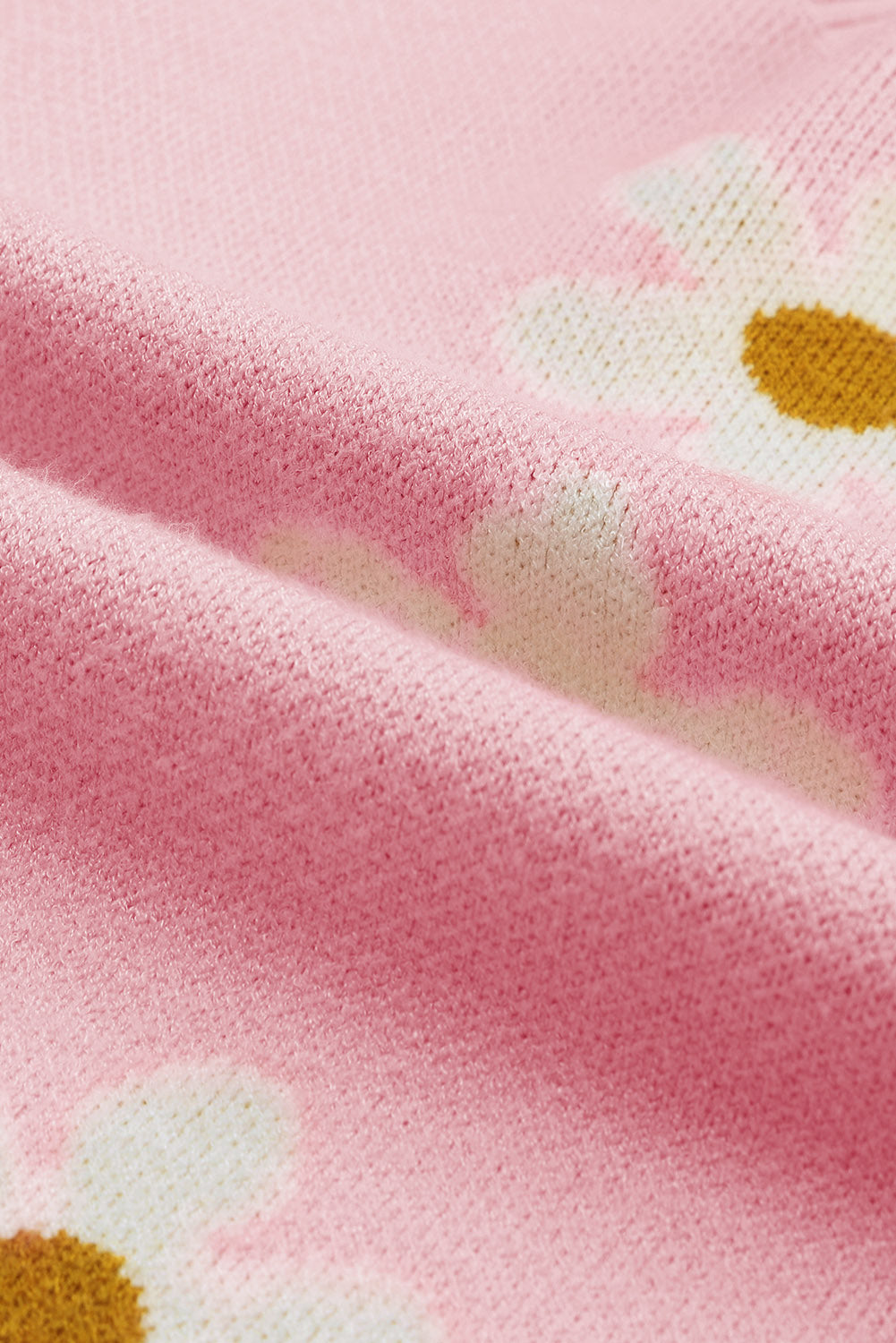 Pink 60s Floral Pattern Drop Shoulder Pullover Knit Sweater - The Fair Lady Shop