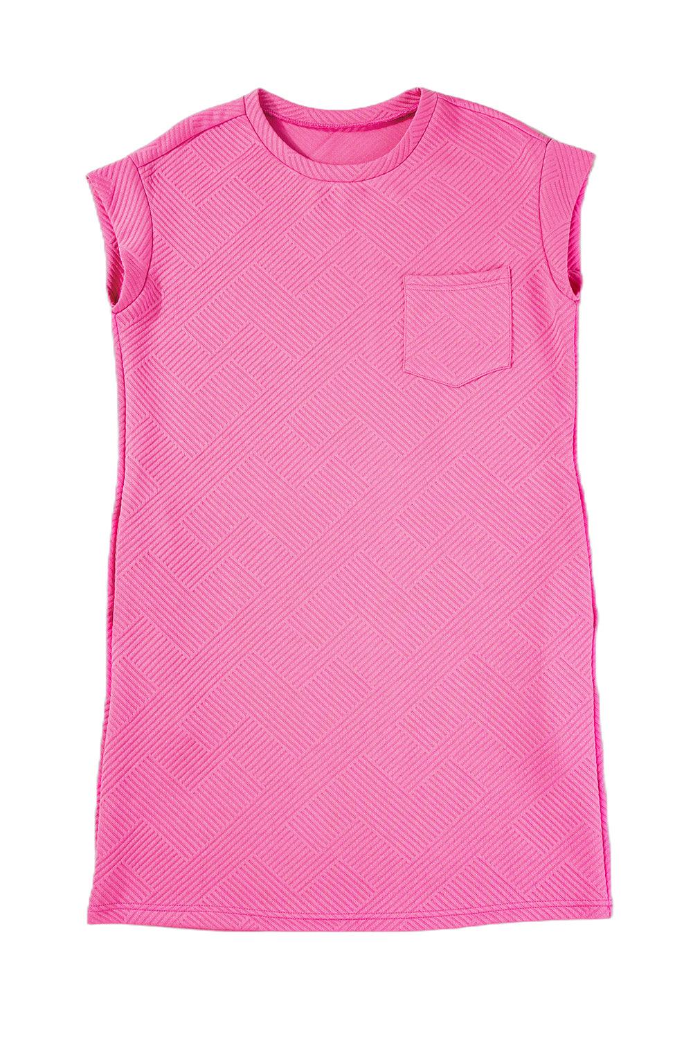 Sachet Pink Plain Textured Pocketed Mini Dress - The Fair Lady Shop