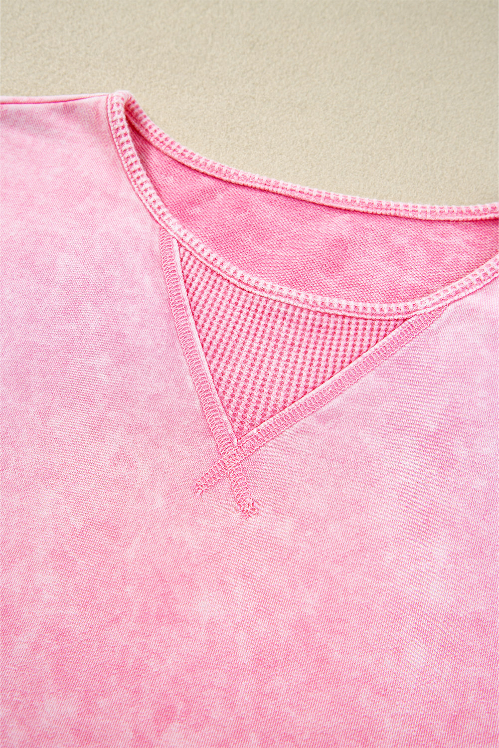 Strawberry Pink Mineral Wash Exposed Seam Drop Shoulder Oversized Tee - The Fair Lady Shop