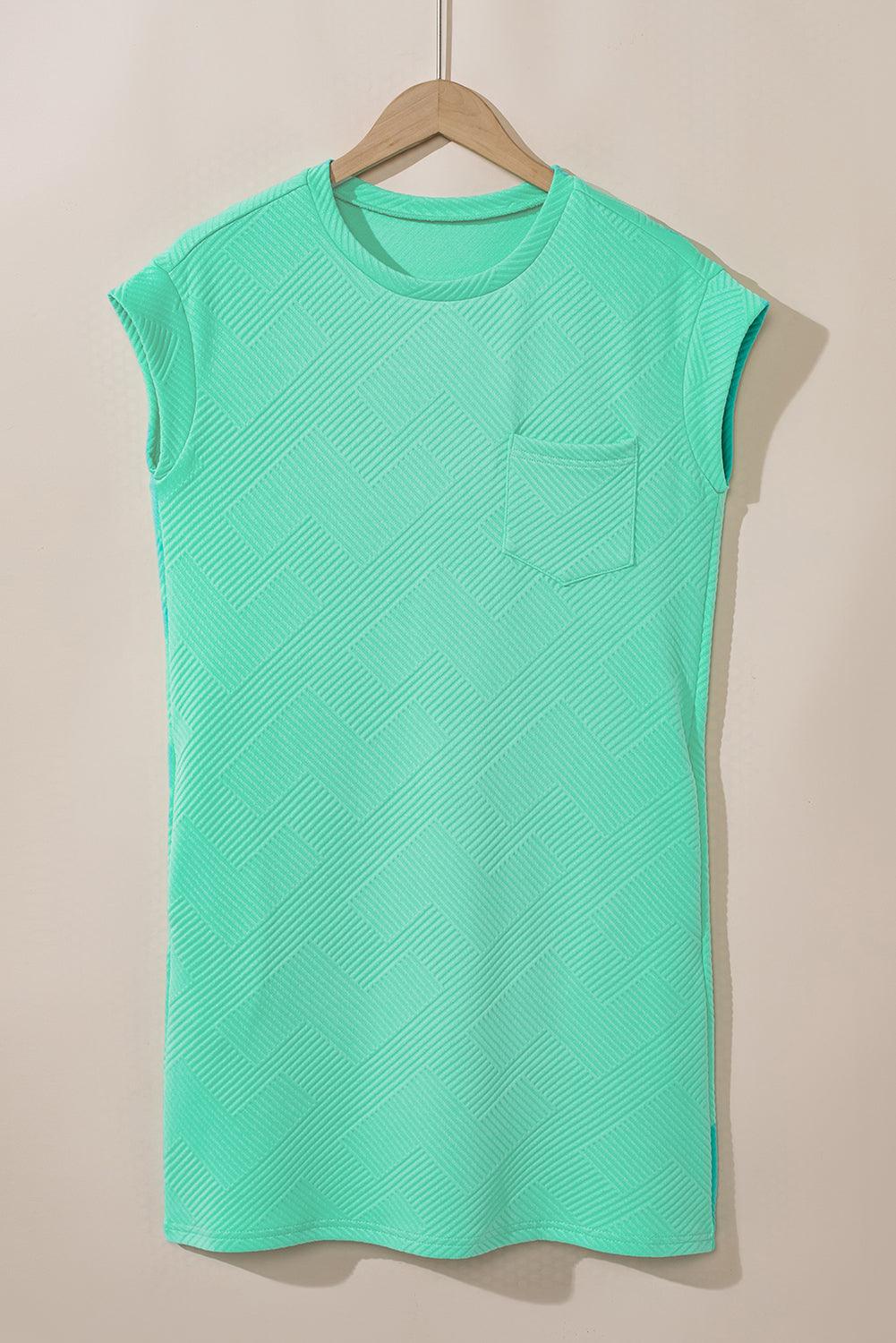 Sachet Pink Plain Textured Pocketed Mini Dress - The Fair Lady Shop
