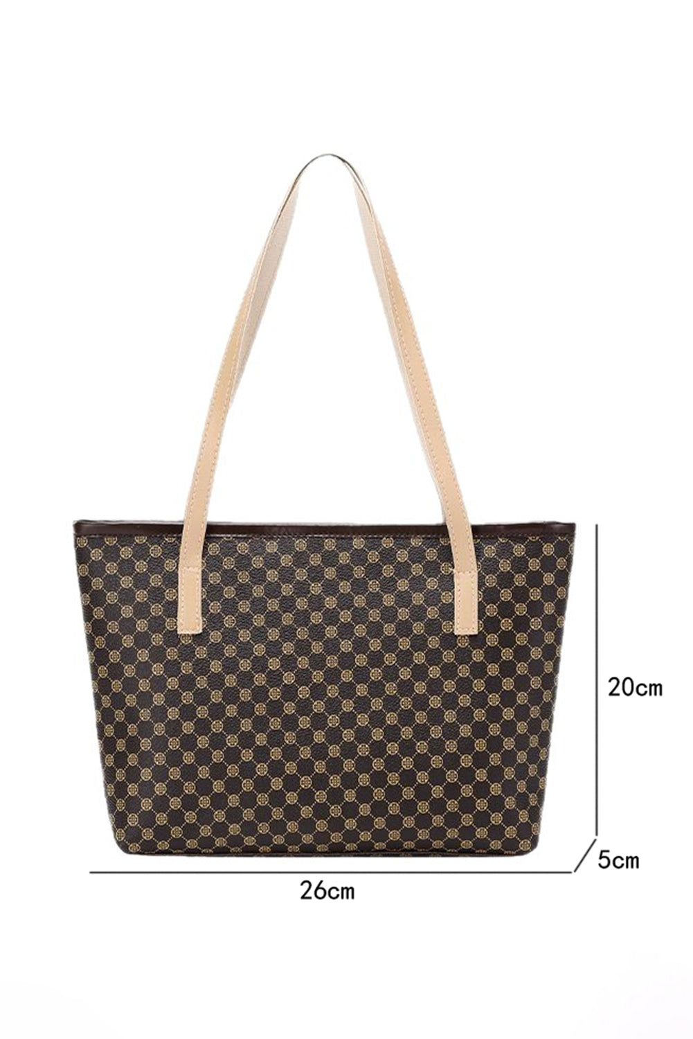 Dark Brown Geometric PU Leather Tote Bag