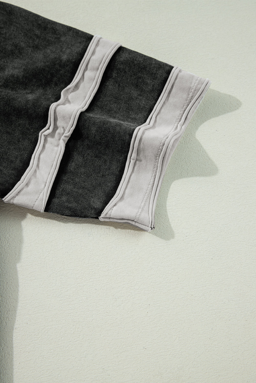 Black Vintage Stripe Sleeve Cotton T-shirt - The Fair Lady Shop