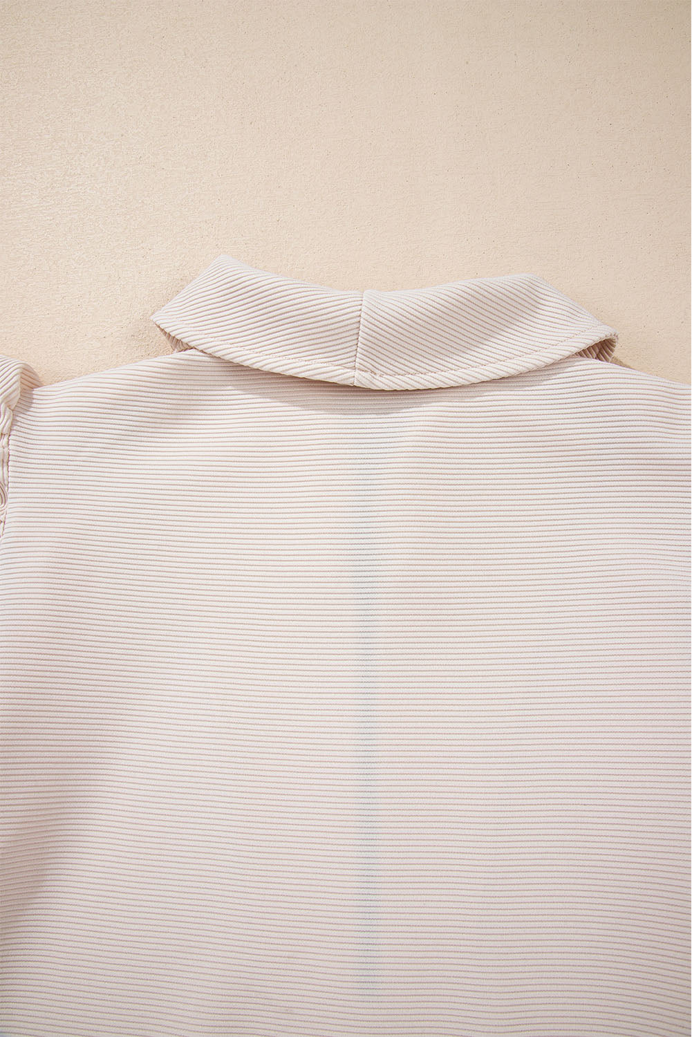 Apricot Textured Ruffle Sleeve Zipped Top and Wide Leg Pants Set - The Fair Lady Shop