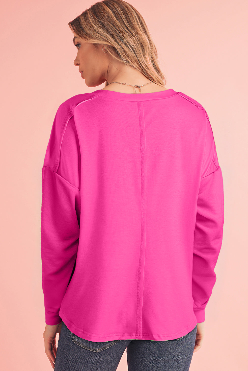 Light Green Colorblock Drop Sleeve Round Neck Top - The Fair Lady Shop