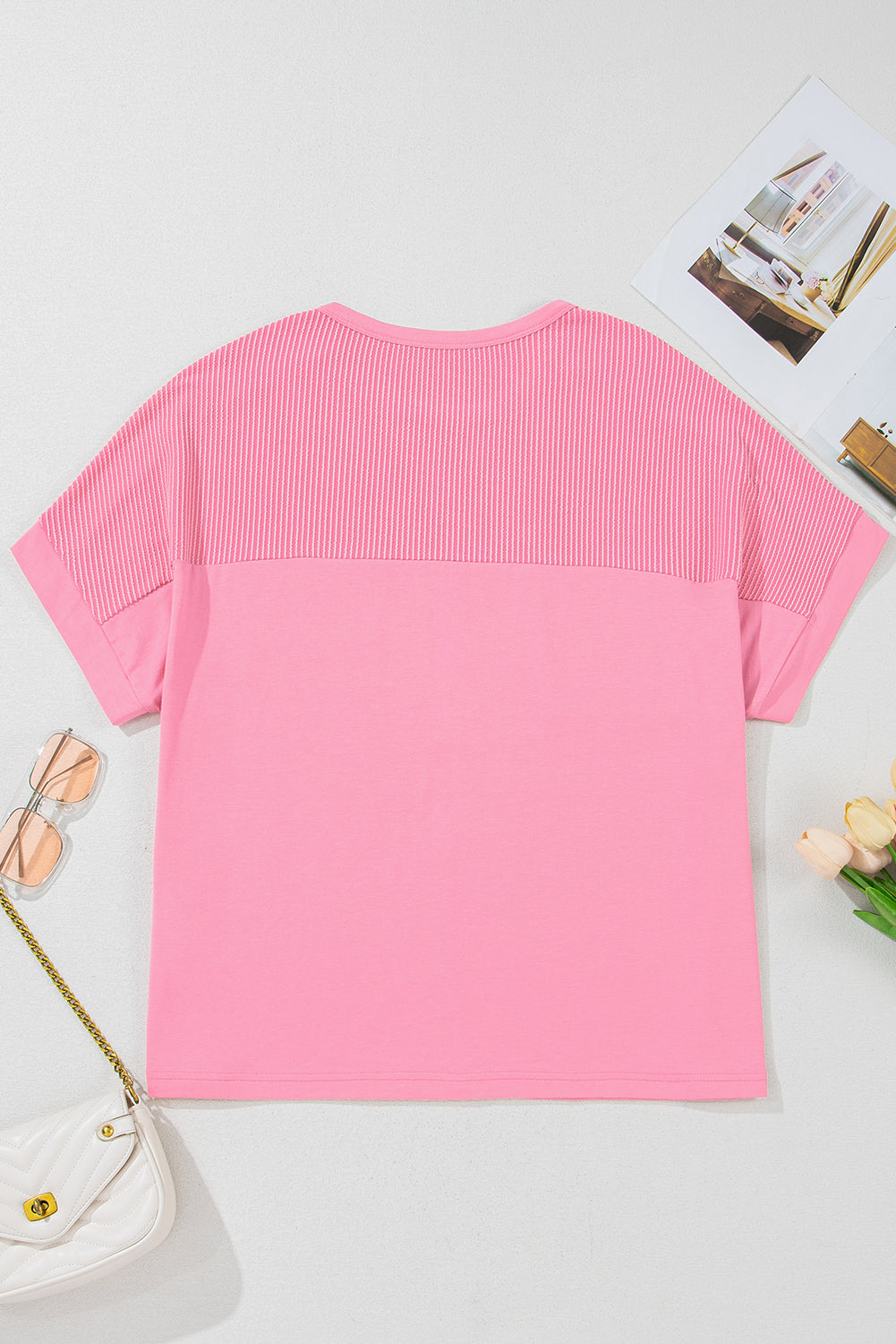 Bonbon Corded Patchwork Pocketed Plus Size T Shirt - The Fair Lady Shop