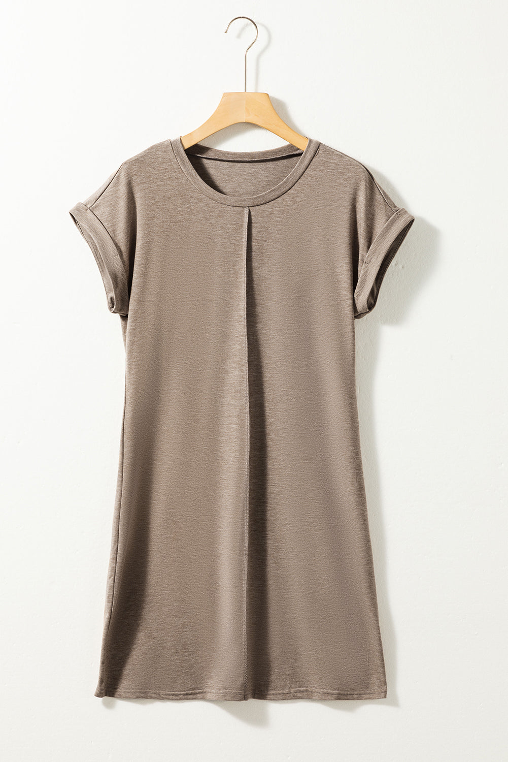 Rose Pink Center Seamed Roll Sleeve T-shirt Dress - The Fair Lady Shop