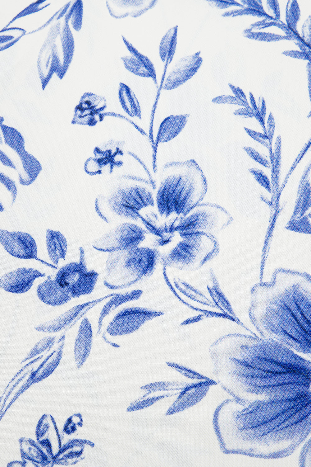 Blue Floral V-Neck Short Sleeve Blouse - The Fair Lady Shop