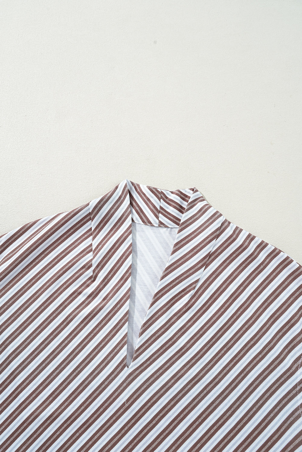 Chestnut Stripe V-Neck Cap Sleeve Blouse - The Fair Lady Shop