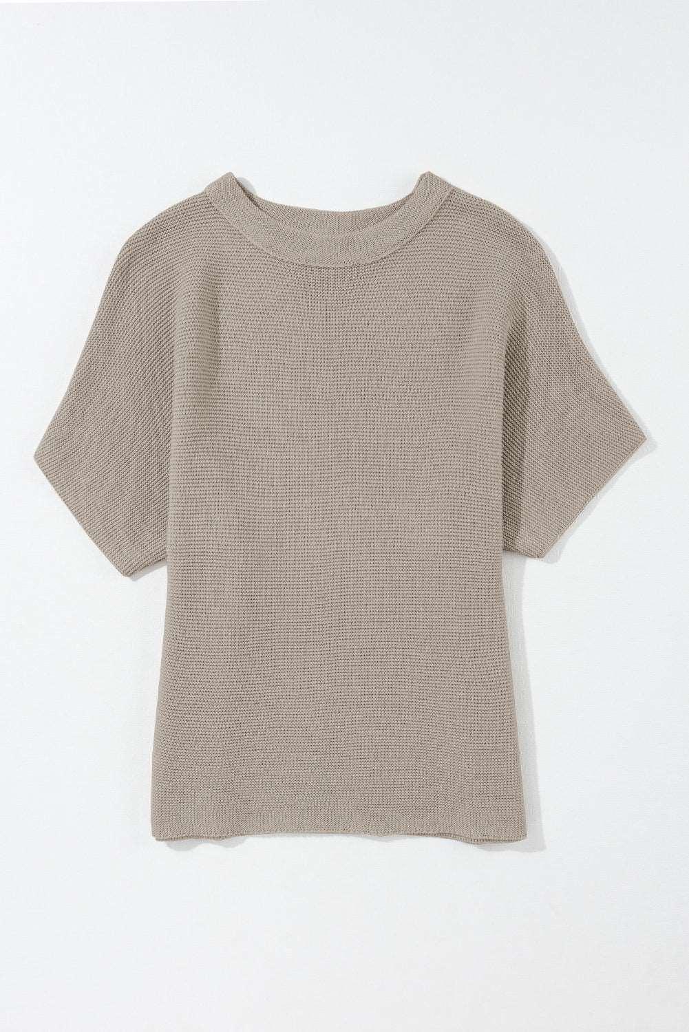 Apricot Mock Neck Short Batwing Sleeve Sweater - The Fair Lady Shop