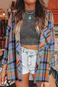 Orange Plaid Print Pocket Loose Shirt - The Fair Lady Shop