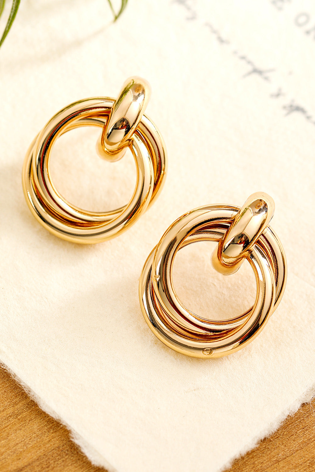 Gold Circles Plated Alloy Stud Earrings - The Fair Lady Shop