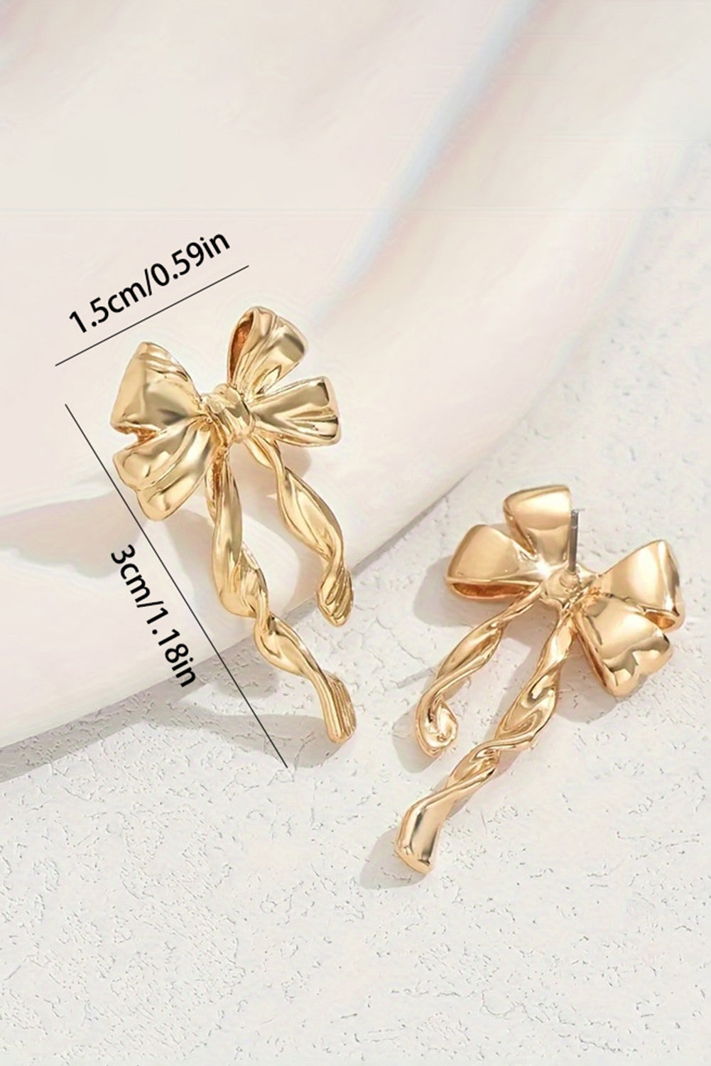 Gold Elegant Bow Stud Earrings - The Fair Lady Shop