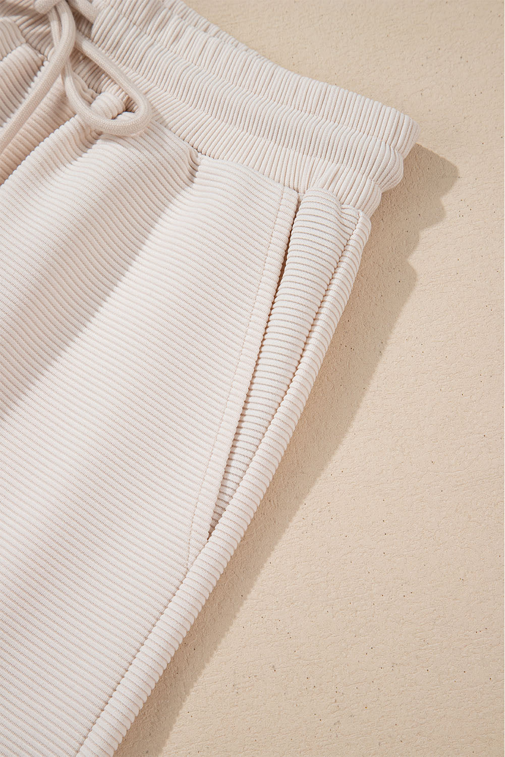 Apricot Textured Ruffle Sleeve Zipped Top and Wide Leg Pants Set - The Fair Lady Shop