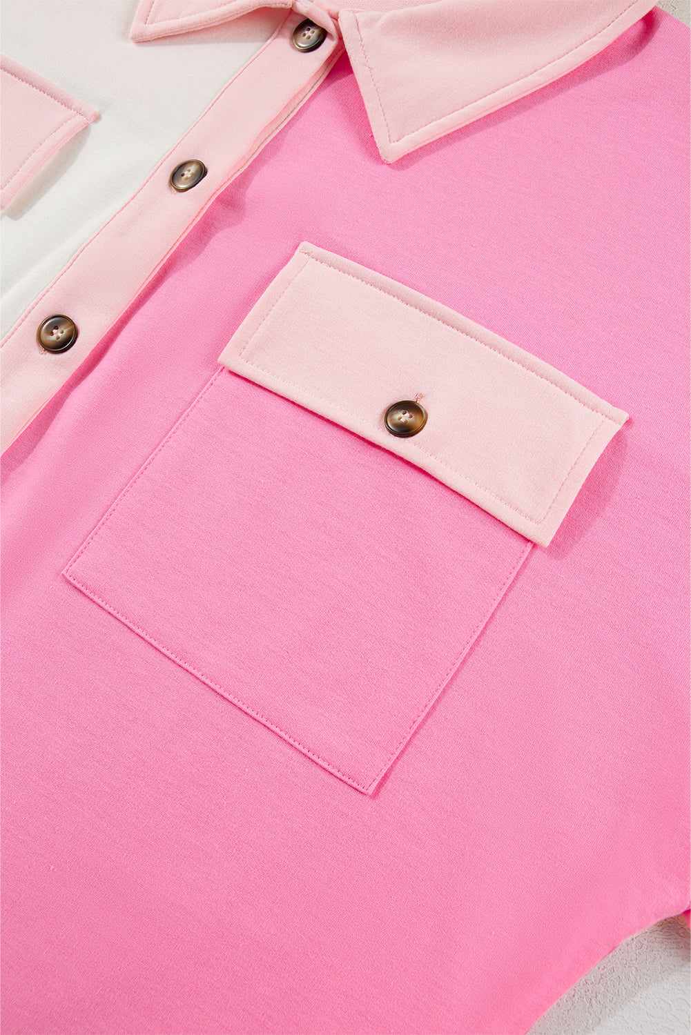 Bonbon Patchwork Pockets Half Button Plus Size Sweatshirt - The Fair Lady Shop