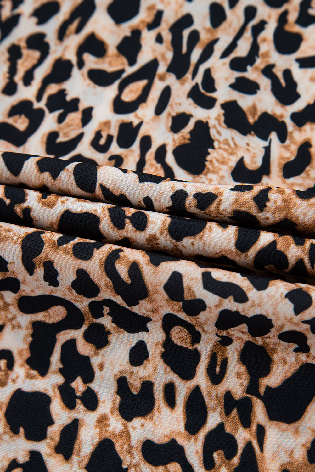 Apricot Leopard V Neck Half Sleeve Blouse - The Fair Lady Shop