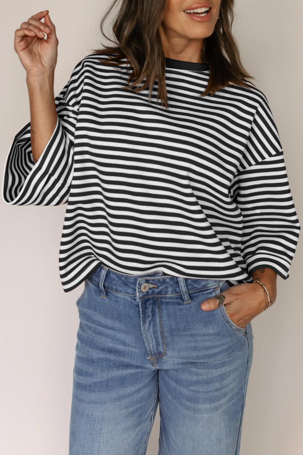 Black Stripe Bowknot Backless T-Shirt - The Fair Lady Shop