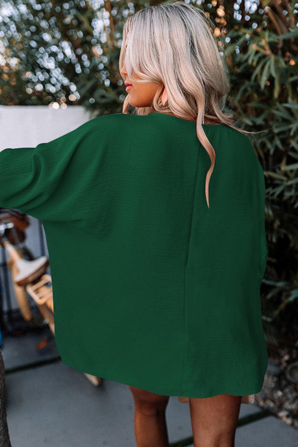 White Plain & Casual Shirred Cuffs Half Sleeve Top - The Fair Lady Shop