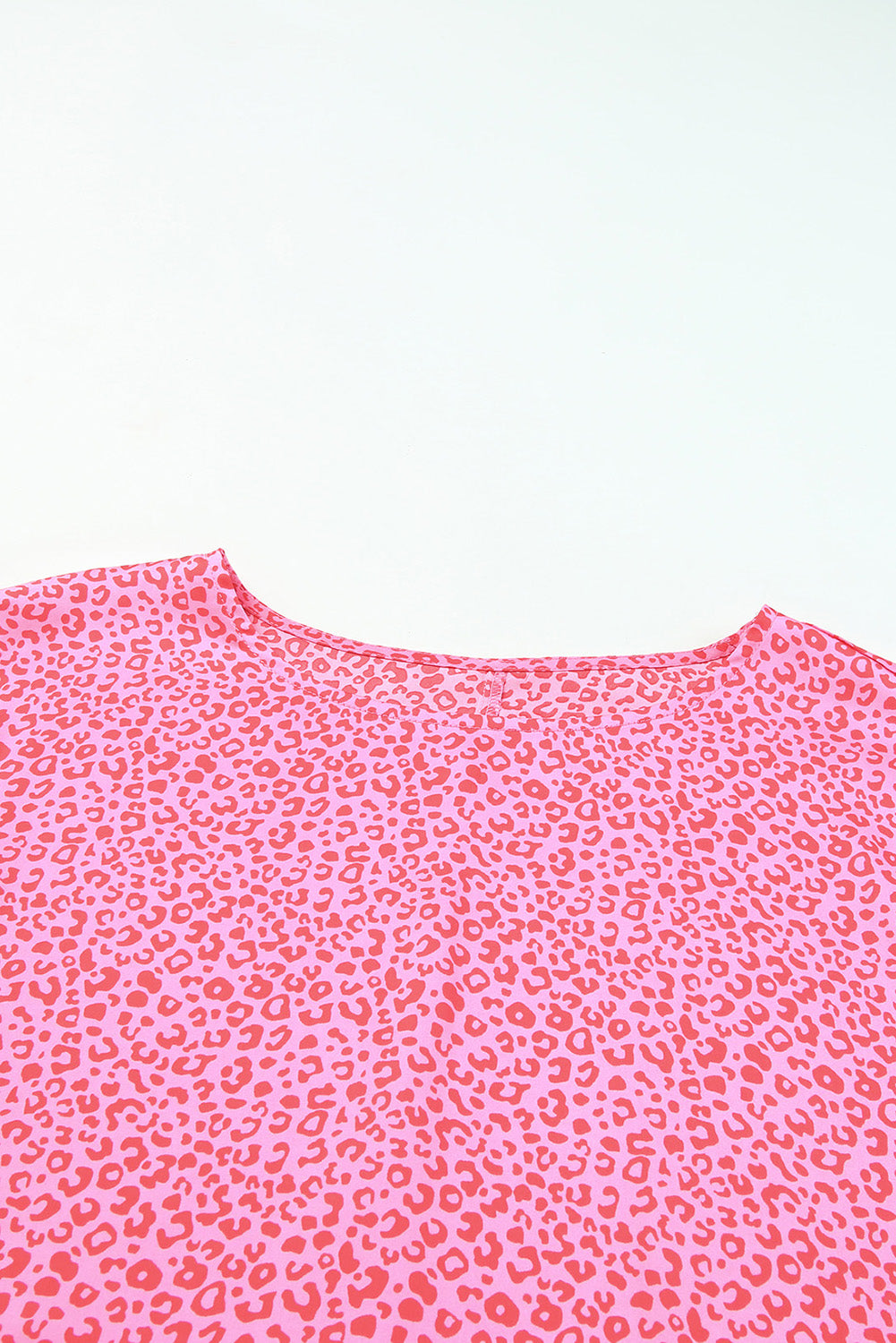 Pink Leopard Puff Sleeve Shirred Cuffs Oversized Blouse - The Fair Lady Shop