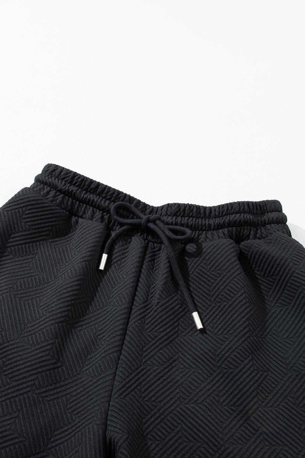 Black Textured Ruffle Cap Sleeve Top and Wide Leg Pants Set - The Fair Lady Shop