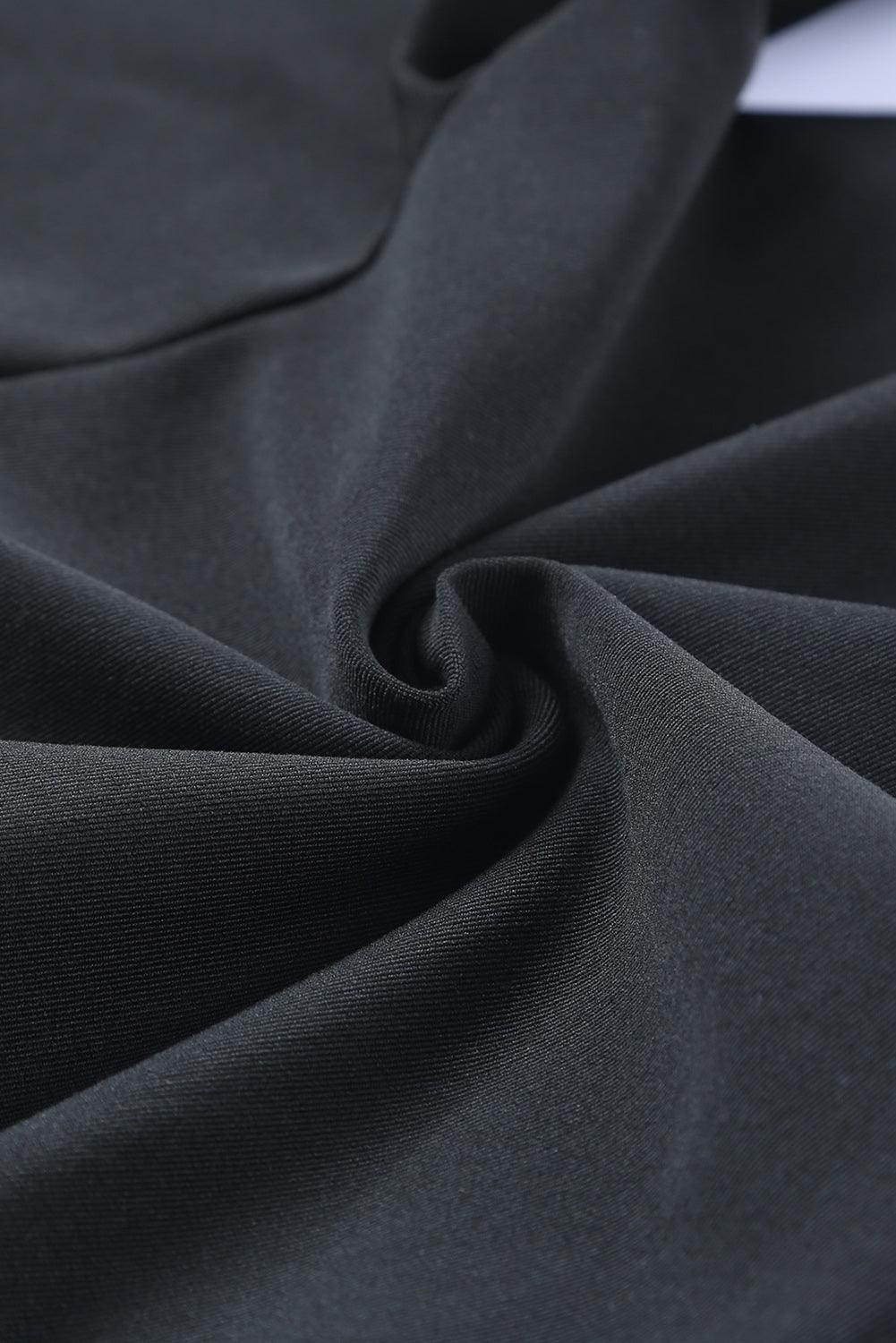 Black Pleated Casual Pocket High Waisted Leggings - The Fair Lady Shop