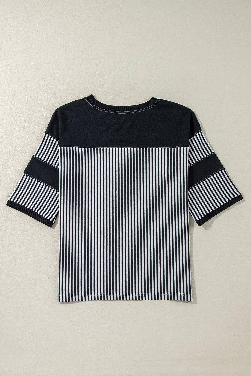 Black & White Striped Patchwork Oversized Tee - The Fair Lady Shop