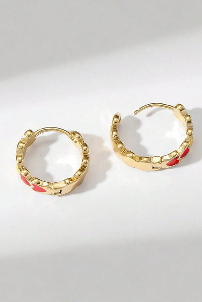 Fiery Red Valentine Heart Hoop Earrings