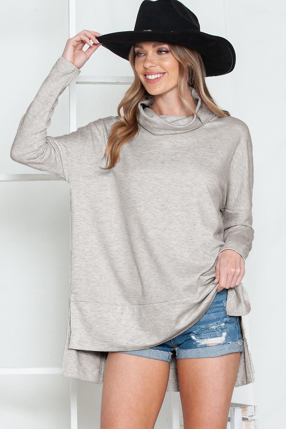 Green Cowl Neck Loose Fit Tunic Top - The Fair Lady Shop