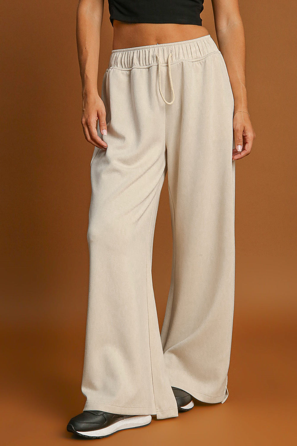 Apricot Solid Color Wide Leg Pants - The Fair Lady Shop