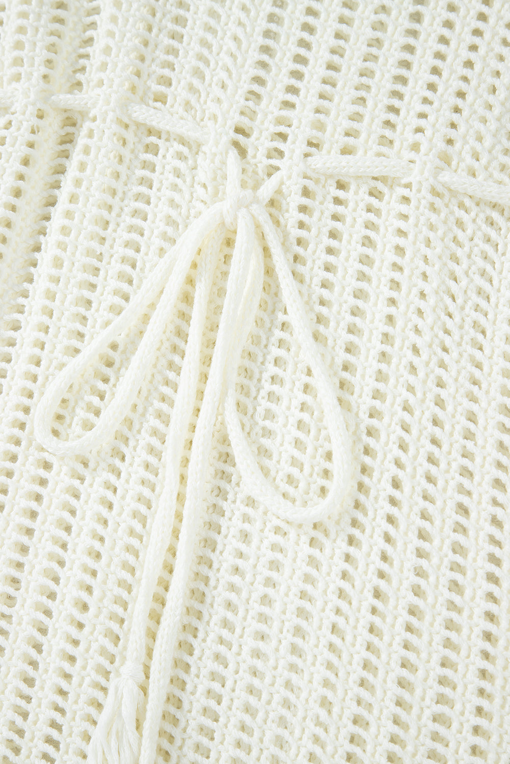 White Crochet Fishnet Fringe Hem Beach Cover Up - The Fair Lady Shop