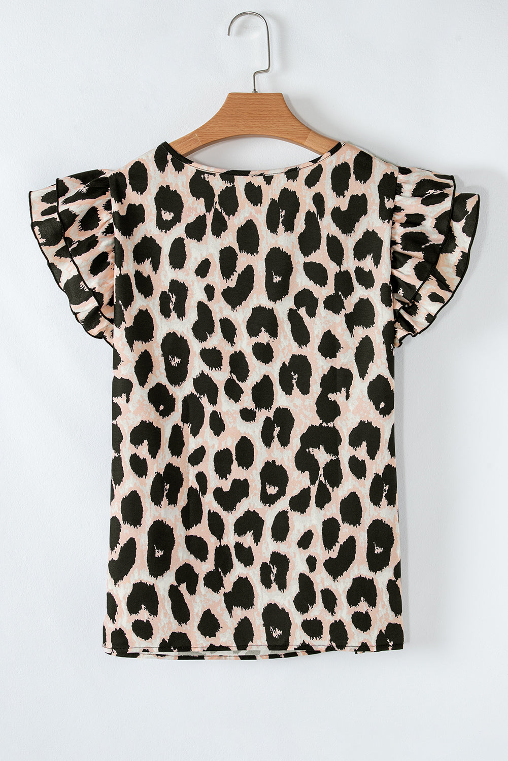 Khaki Leopard Print Layered Ruffle Sleeve Blouse - The Fair Lady Shop