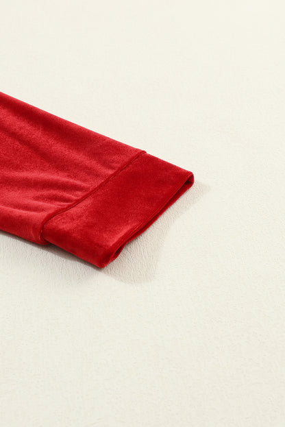 Red Velvet Elegant Open Front Pocket Long Cardigan - The Fair Lady Shop