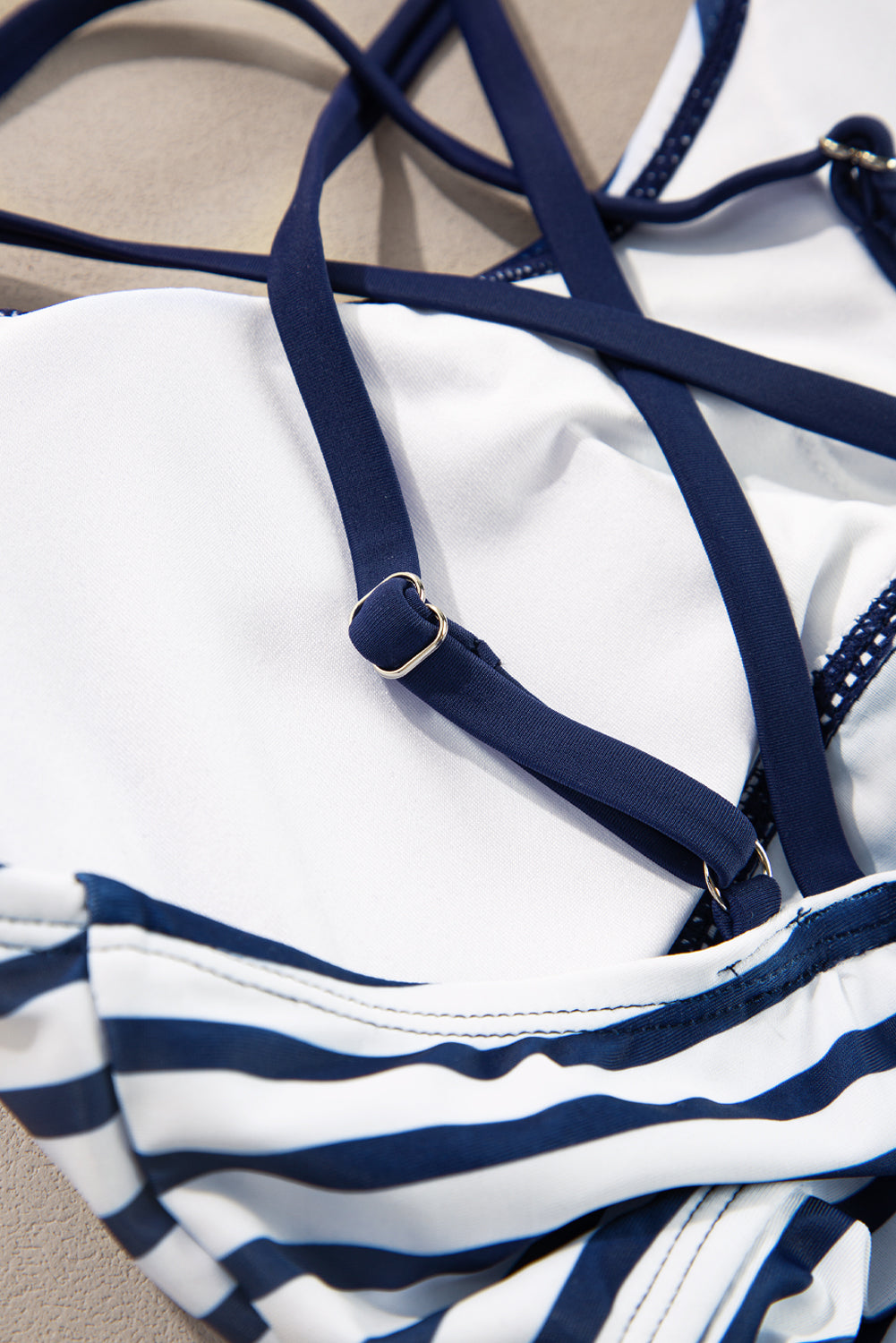 Blue Stripe Drawstring Tummy Control 2pcs Tankini Set - The Fair Lady Shop
