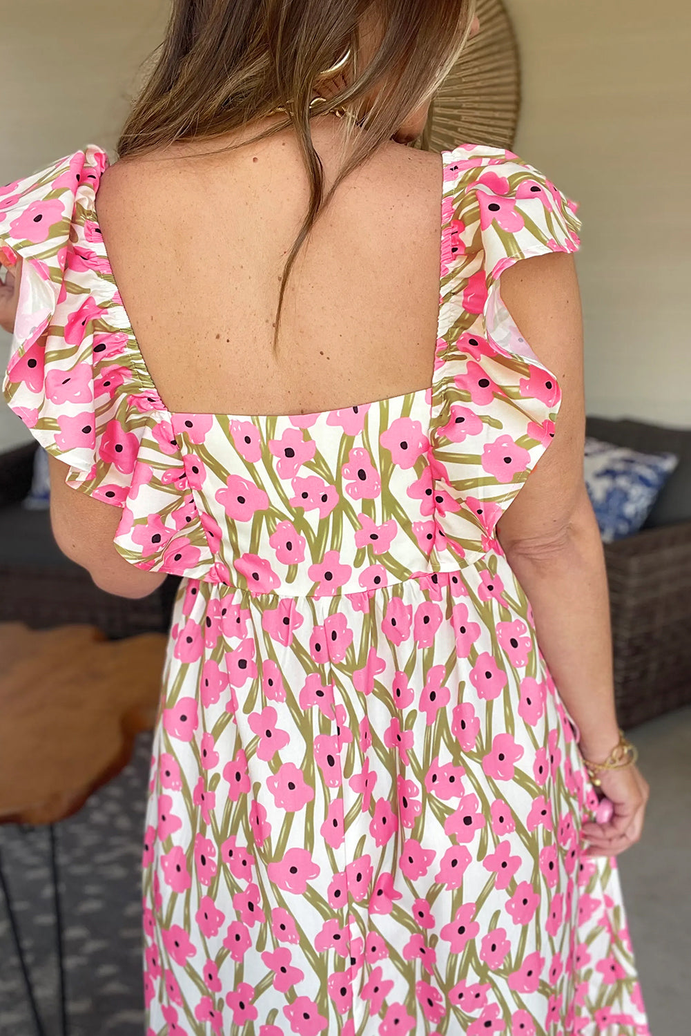 Pink Plus Size Ruffle High Waist Floral Maxi Dress - The Fair Lady Shop