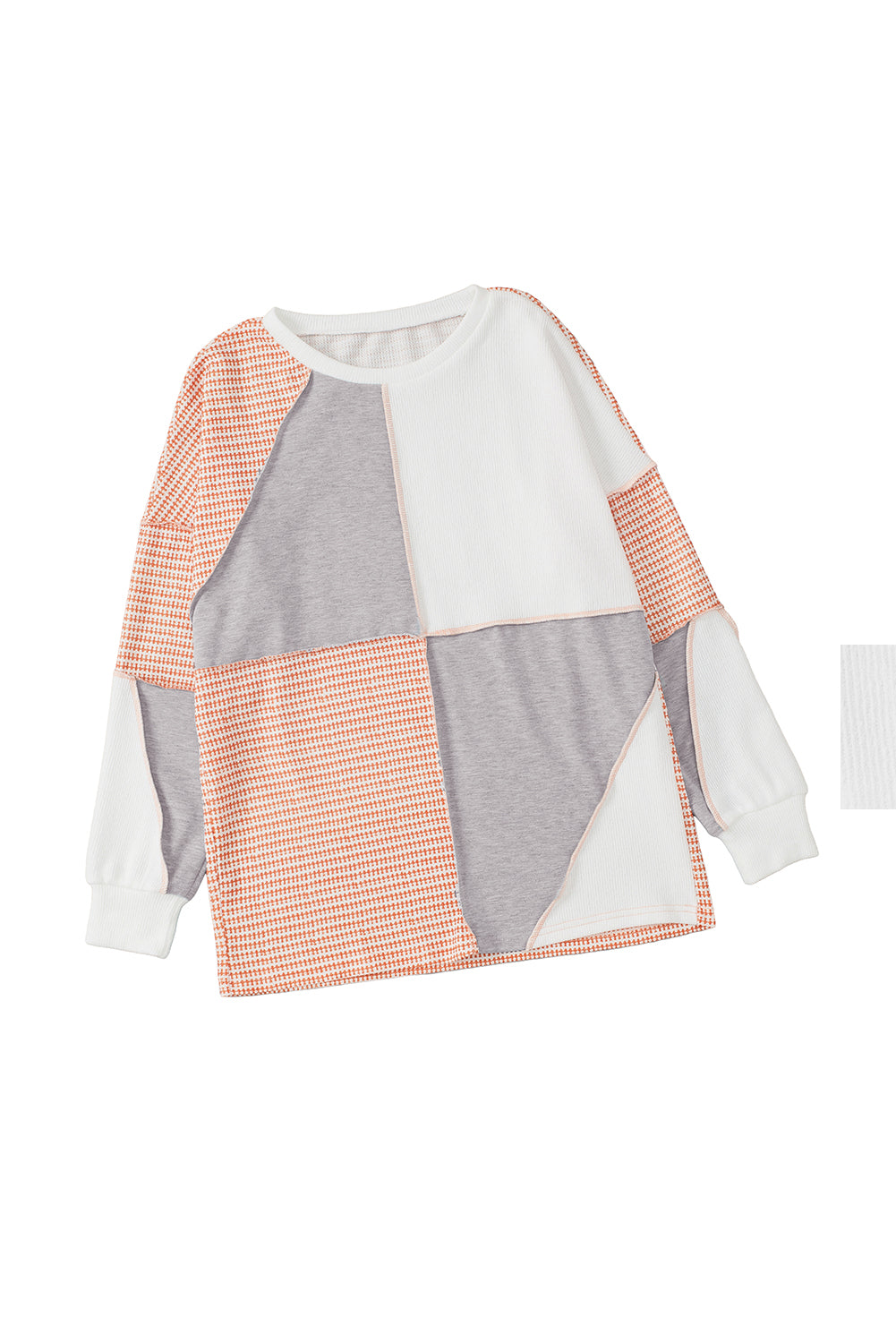 Multicolor Exposed Seam Color Block Pullover Long Sleeve Top - The Fair Lady Shop