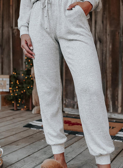 Khaki Long Sleeve Pullover & Jogger Pants Loungewear Set - The Fair Lady Shop