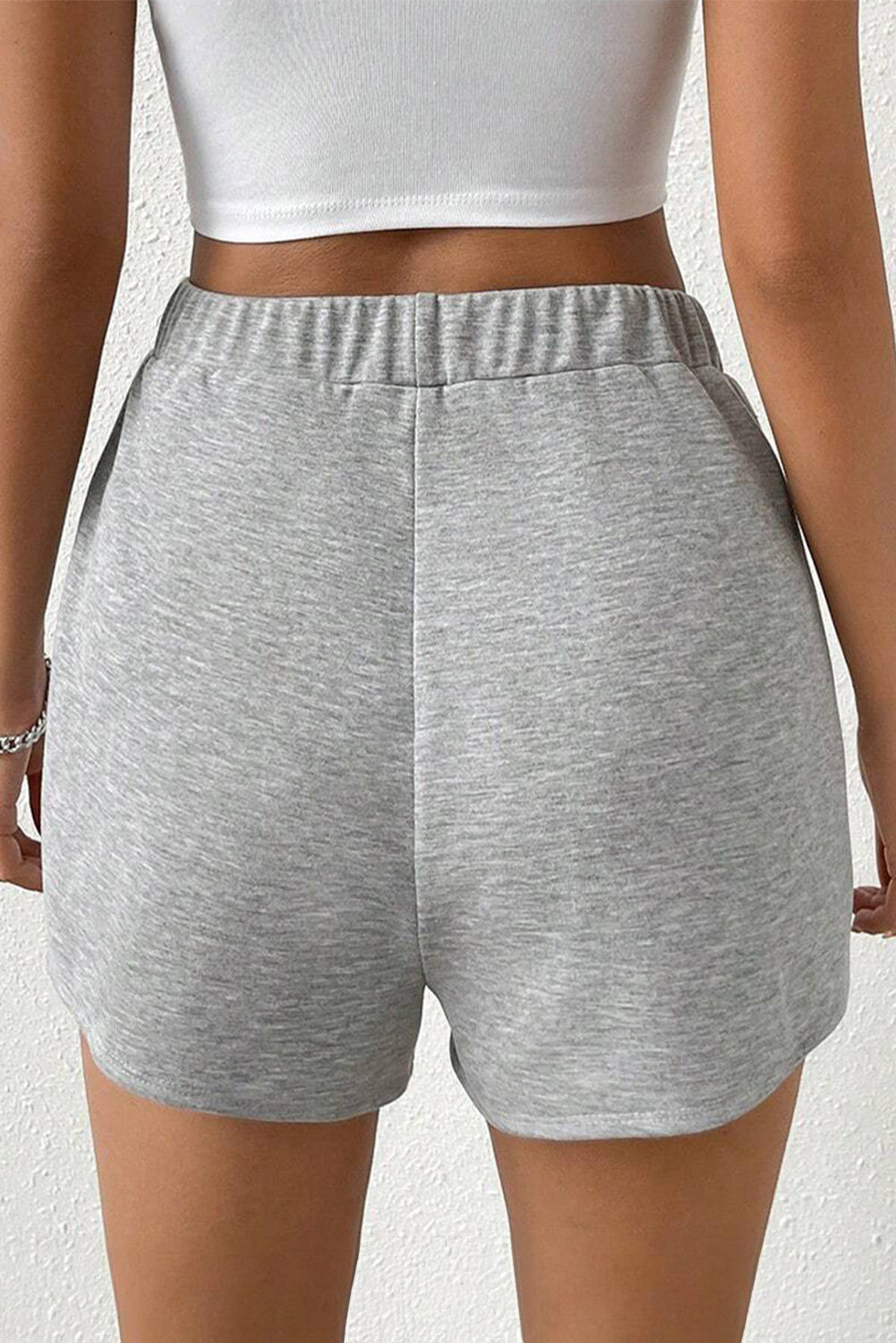 Gray Elastic Waist Plain Sports Shorts - The Fair Lady Shop