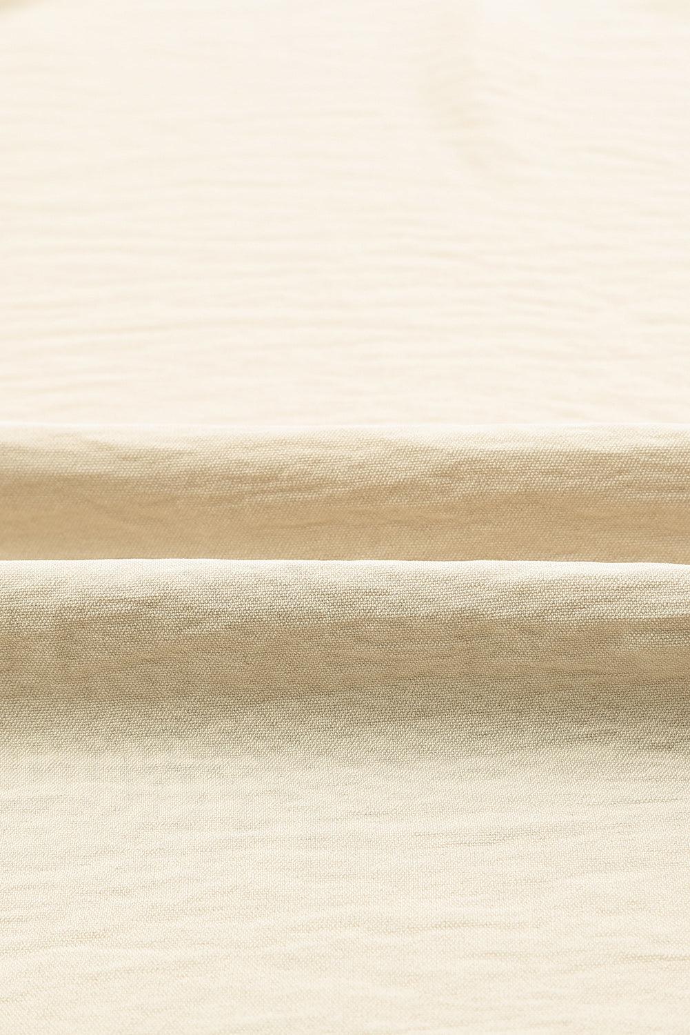 White Plain & Casual Shirred Cuffs Half Sleeve Top - The Fair Lady Shop