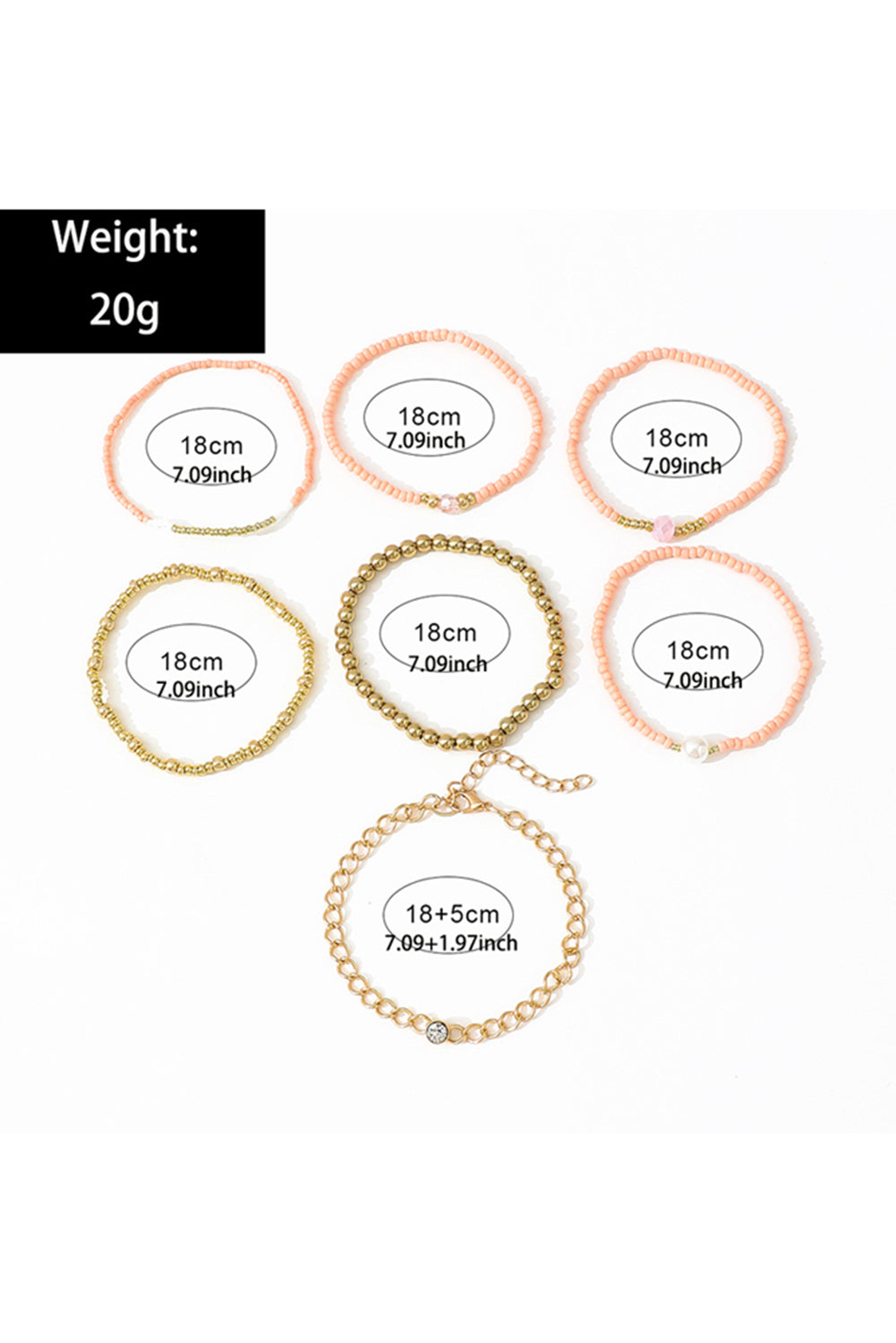 Gold Chain and Beaded Stretch Bracelet Set - The Fair Lady Shop