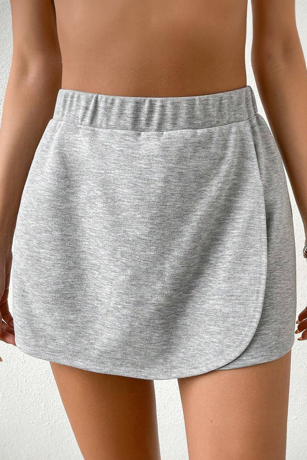 Gray Elastic Waist Plain Sports Shorts - The Fair Lady Shop
