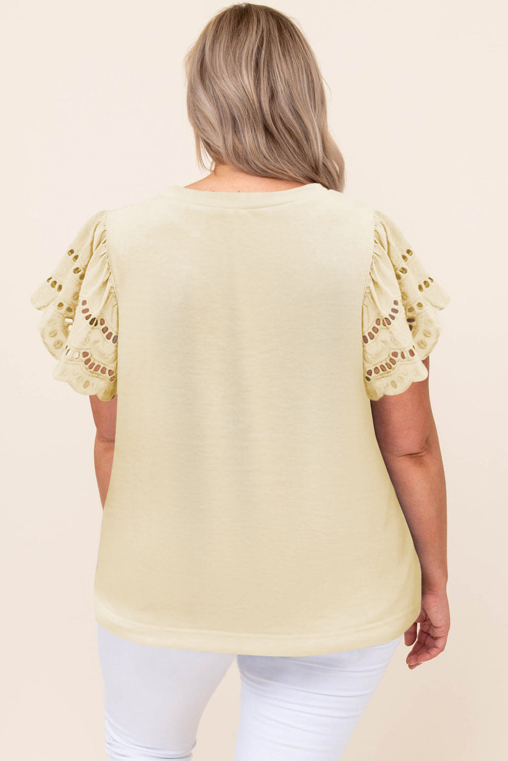 Apricot Plus Size Flutter Sleeve Top - The Fair Lady Shop