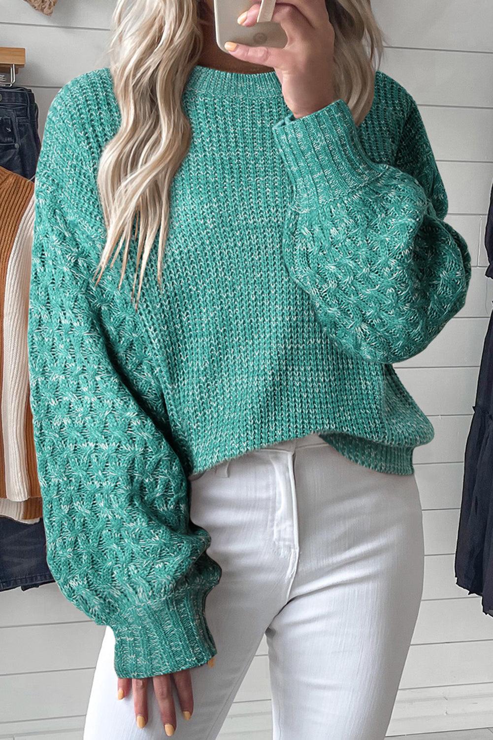 Verdant Chunky Knit Sleeve Drop Shoulder Sweater - The Fair Lady Shop