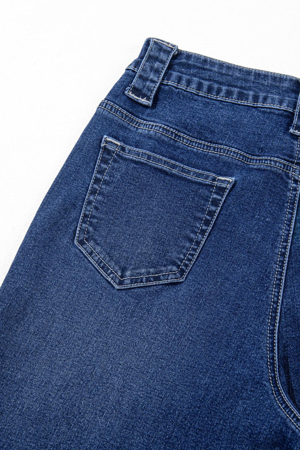 Sail Blue Wide Leg Pocketed High Waist Jeans - The Fair Lady Shop