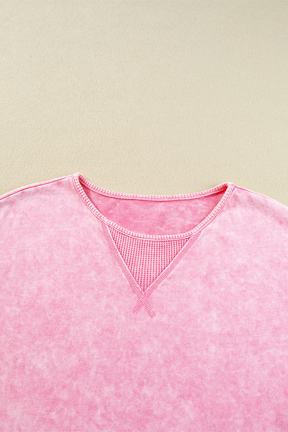 Strawberry Pink Mineral Wash Exposed Seam Drop Shoulder Oversized Tee - The Fair Lady Shop