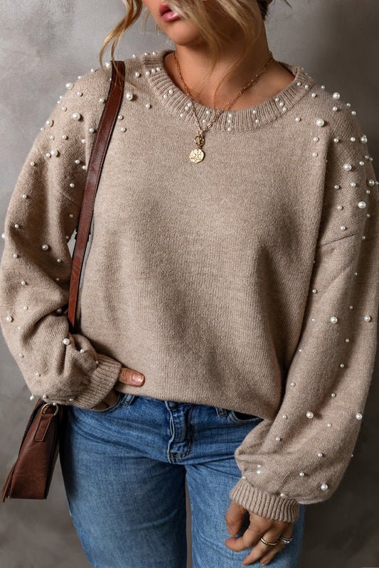 Smoke Gray Plus Size Pearl Pullover Sweater - The Fair Lady Shop