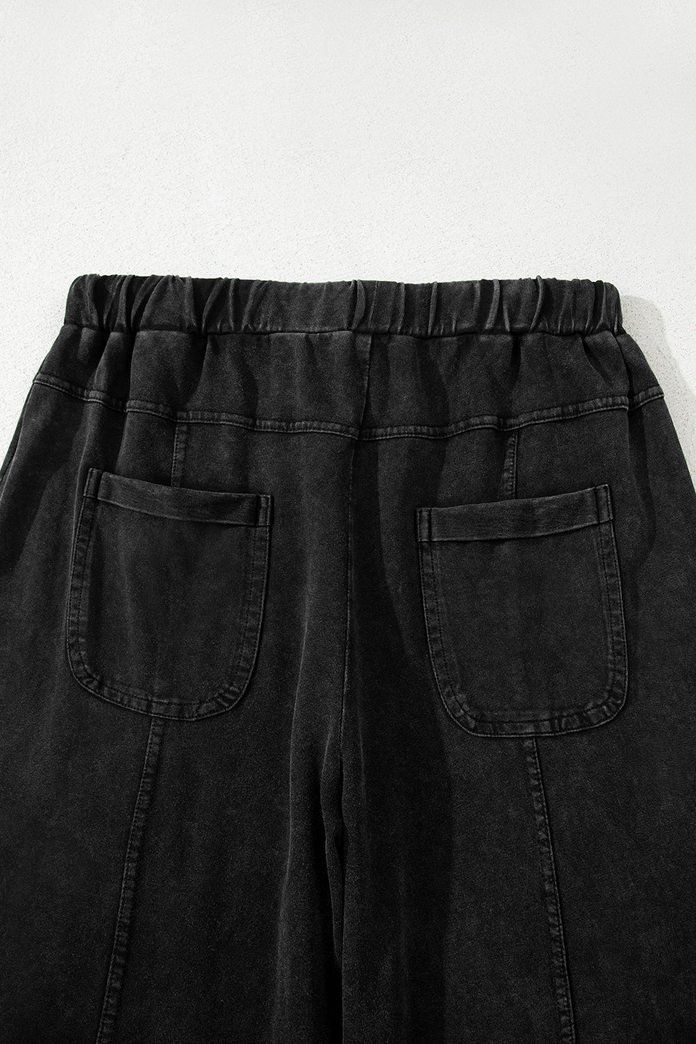 Black Mineral Wash Exposed Seam Wide Leg Cargo Pants - The Fair Lady Shop