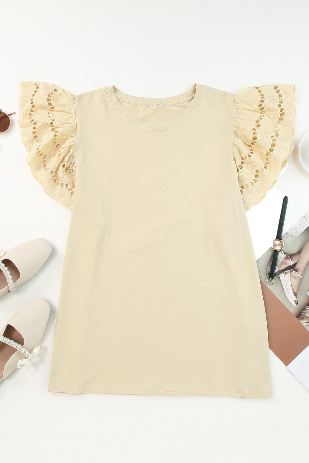 Apricot Plus Size Flutter Sleeve Top - The Fair Lady Shop