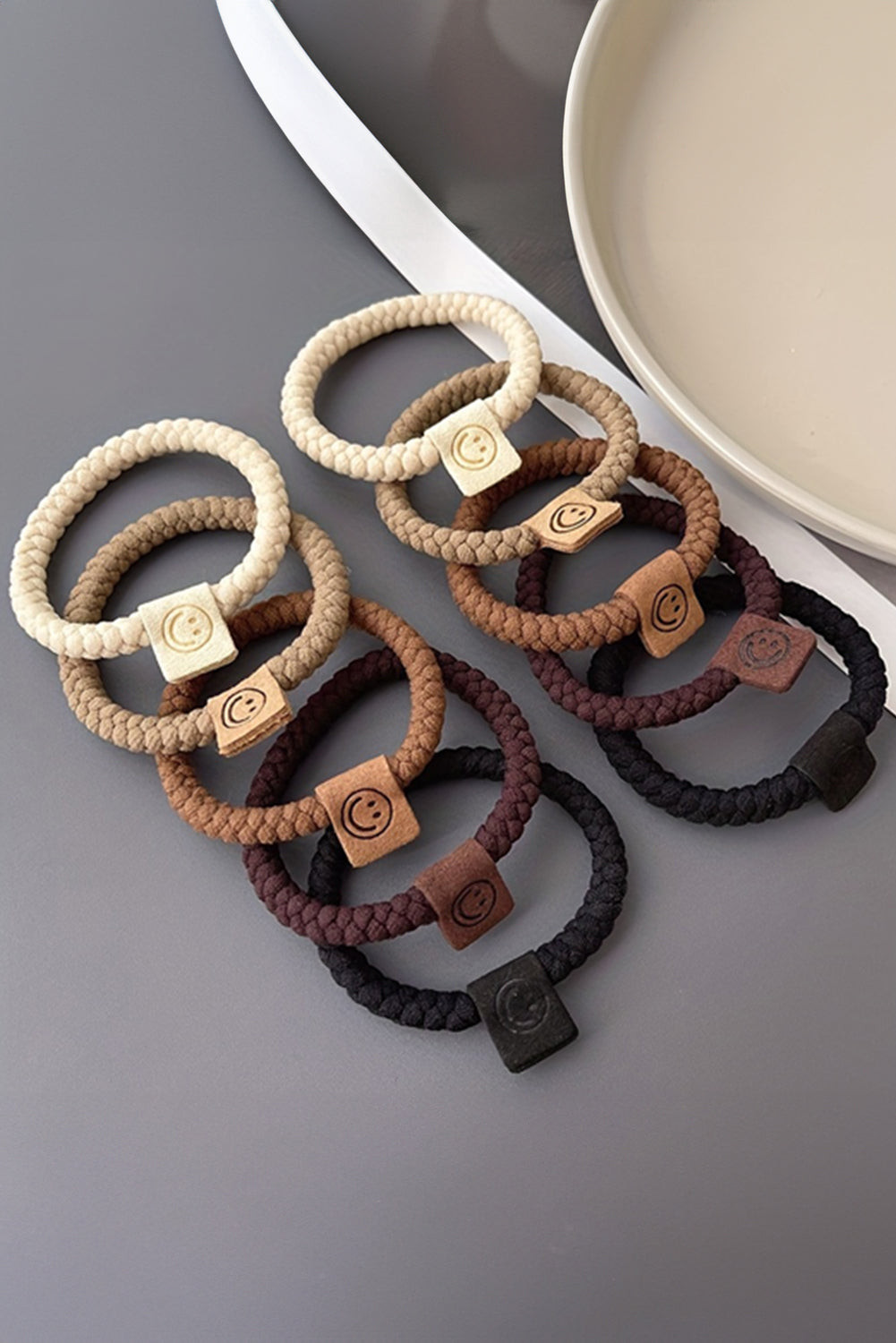 Chestnut 5Pcs Smile Face Decor Braided Hairband - The Fair Lady Shop