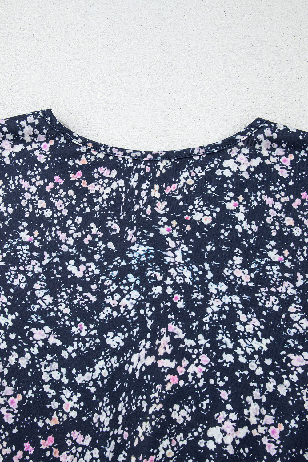 Blue Ditsy Floral Color Block Ruffle Hem Long Sleeve Top - The Fair Lady Shop