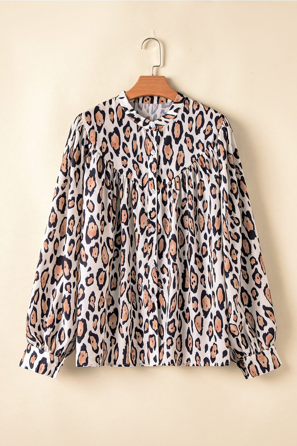 Jet Stream Leopard Print Balloon Sleeve Loose Blouse - The Fair Lady Shop